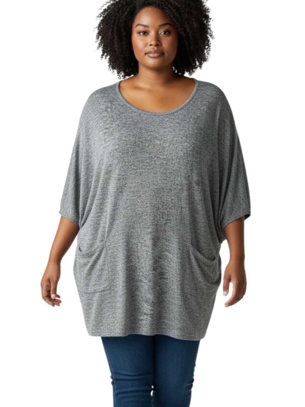 Premise Heather Gray Dolman Sleeve Tunic with Pockets